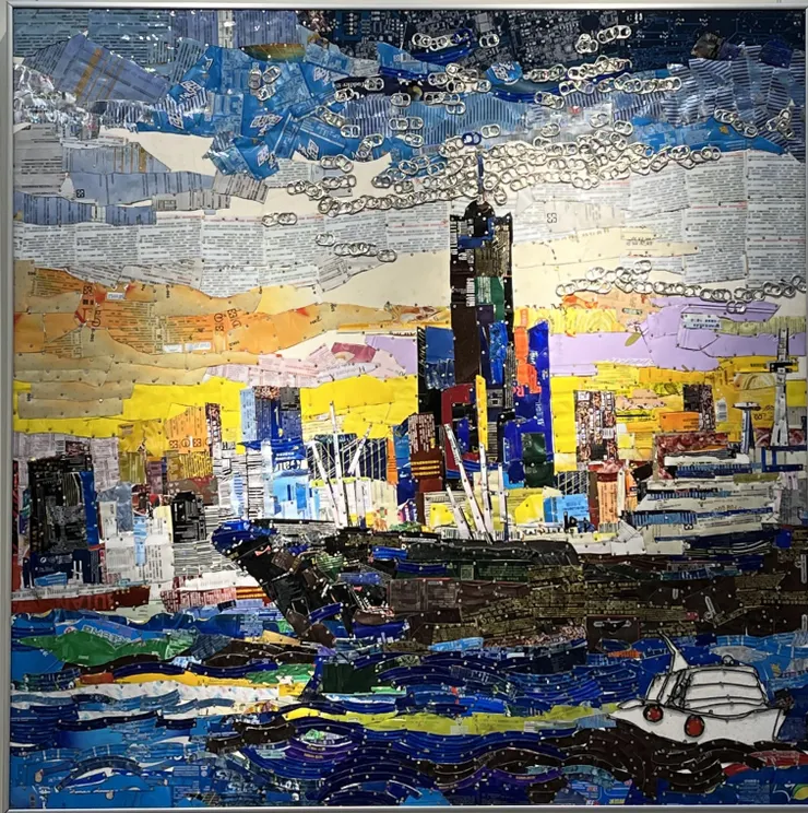 胡達華《大船入港》100×100cm