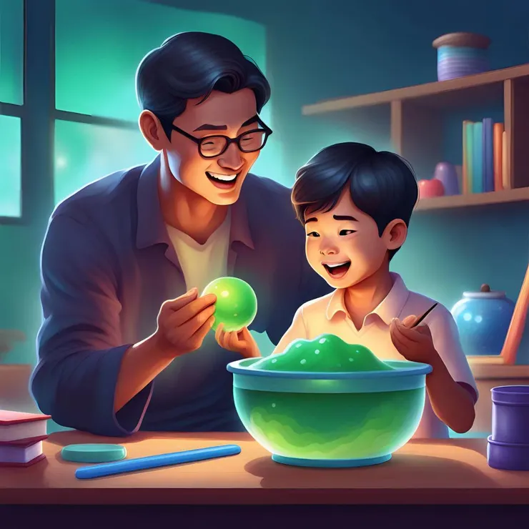 丁宣智老師的輔導，小翔參加科學小實驗的課程，像是史萊姆的手作課，讓孩子們能夠親手操作，從中培養孩子們的學習動力和自主學習的能力