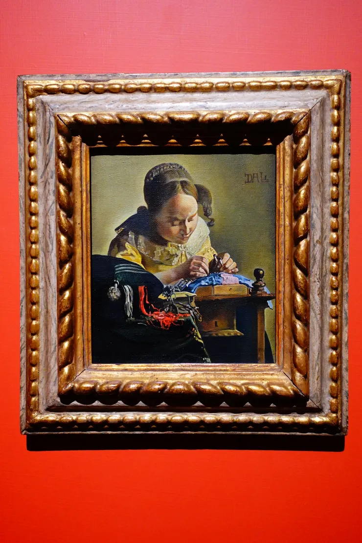 達利，1955年的臨摹畫作〔蕾絲女工〕(The Lacemaker; after Vermeer)