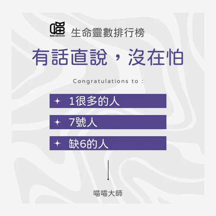 生命靈數排行榜：有話直說沒在怕的人