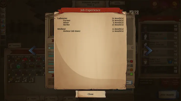 不同工作累積的經驗，可以看見農、牧、礦都屬於勞工類