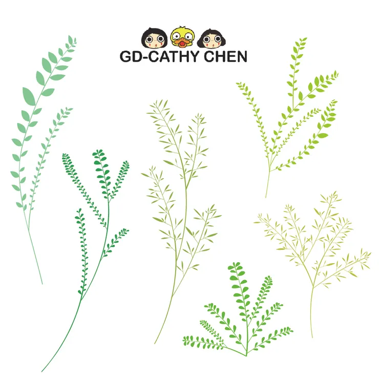 綠色藤蔓枝葉植物插畫