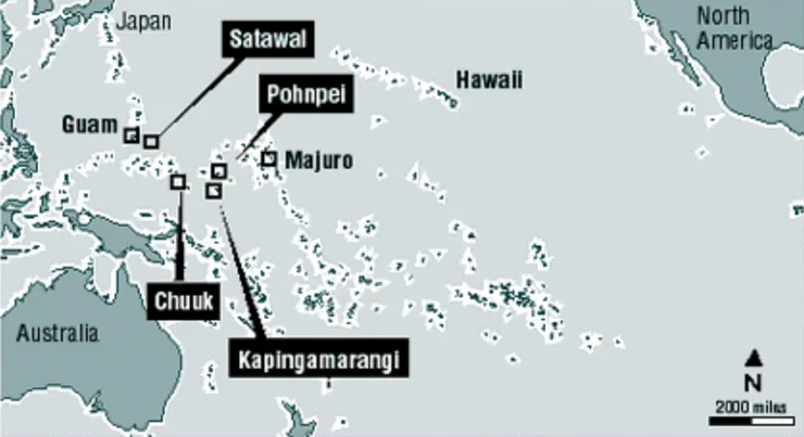 Satawal 與 Hawaii （圖片來源：https://archives.starbulletin.com/1999/01/15/news/story5.html）
