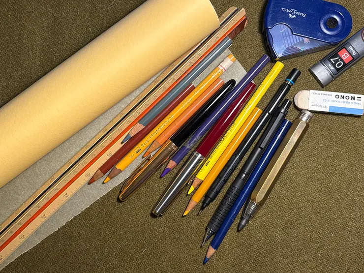 我的草圖手繪工具,色鉛筆顏色不需多,挑喜歡的幾個顏色,能溝通即可。