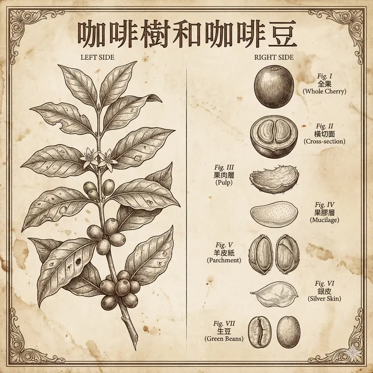 咖啡豆處理前後