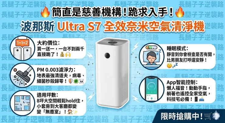 🔥波那斯Ultra S7 全效奈米空氣清淨機 示意圖🔥