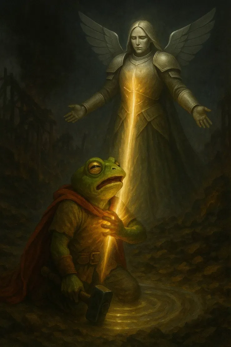 艾諾亞・鑄光者將聖光注入托魯胸口