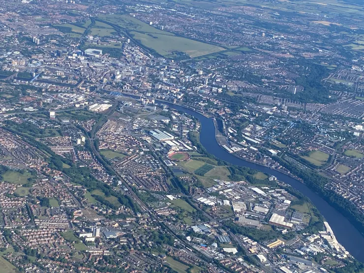 從飛機上俯瞰教授最愛的也居住一輩子的Newcastle