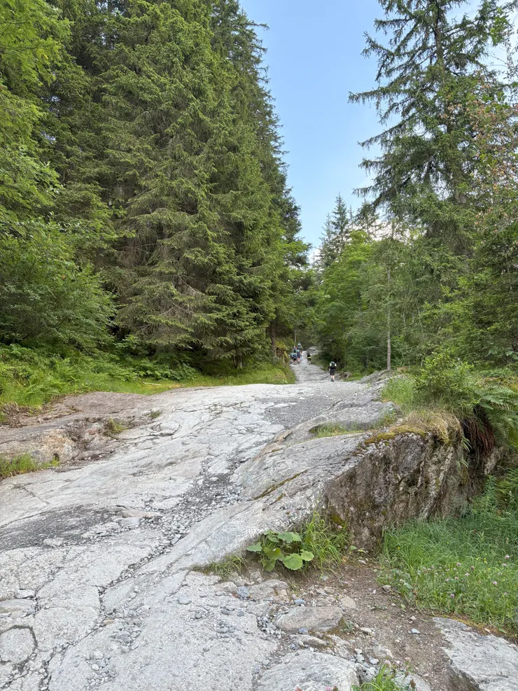 一路陡上的水泥碎石路