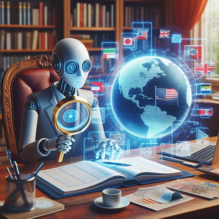 copilot。幫我畫張圖：用AI來幫忙搜尋整理近期的國內外大事