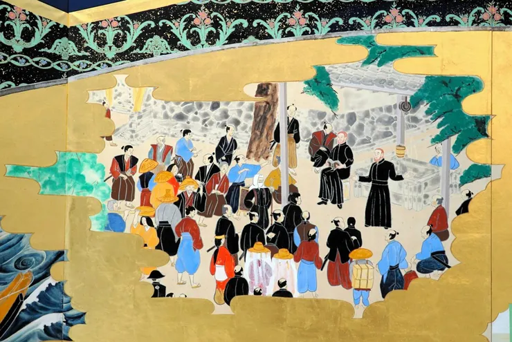 描繪沙勿略在山口傳教的場面