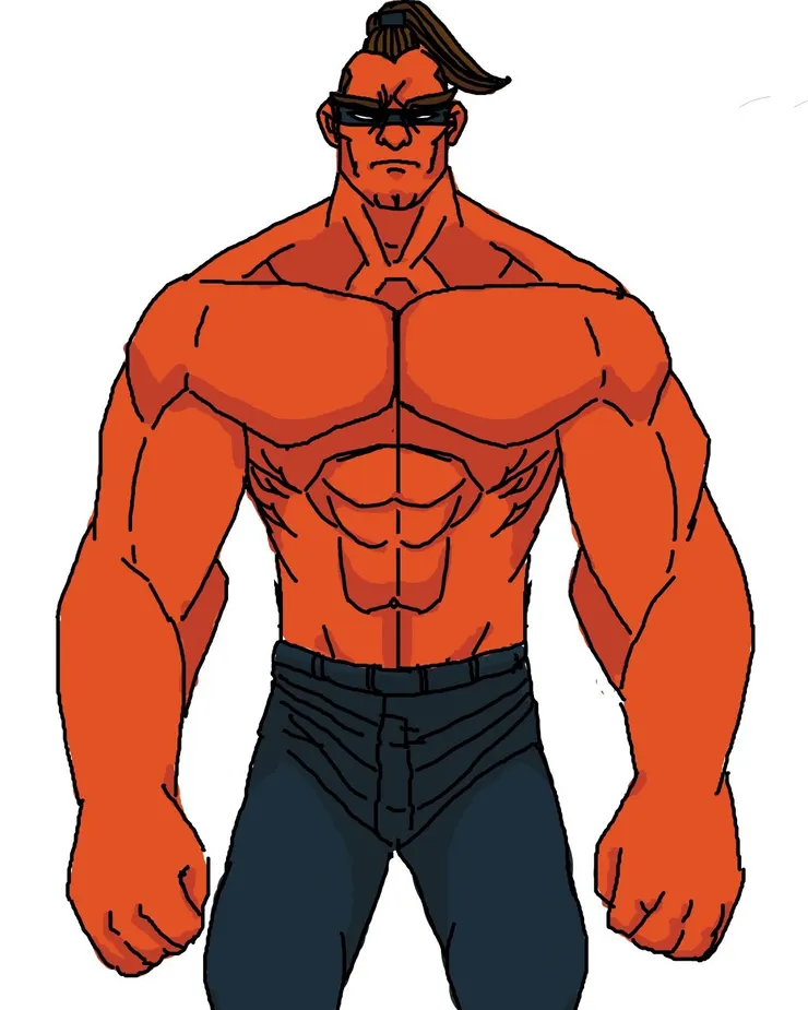 我在課堂上發表的超級英雄角色：我自己虛構創作族群的超級英雄－紅巨人。這個角色是要回應大眾對原住民愛喝酒的刻板印象。此為紅巨人的正面。