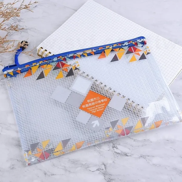 單層拉鍊袋-PVC網格拉鍊材質W24xH17cm-單面彩印-可印刷logo