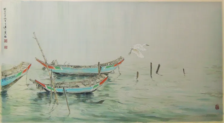 〈淡江煙雨／微風細雨不須歸〉