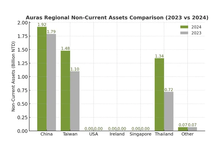 雙鴻地區別非流動資產