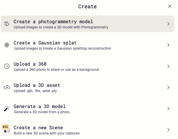 選擇想要的3D建模形式