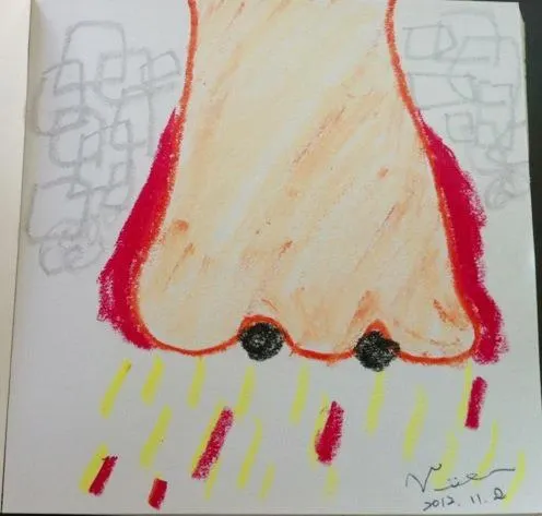 鼻水 _媒材: 蠟筆