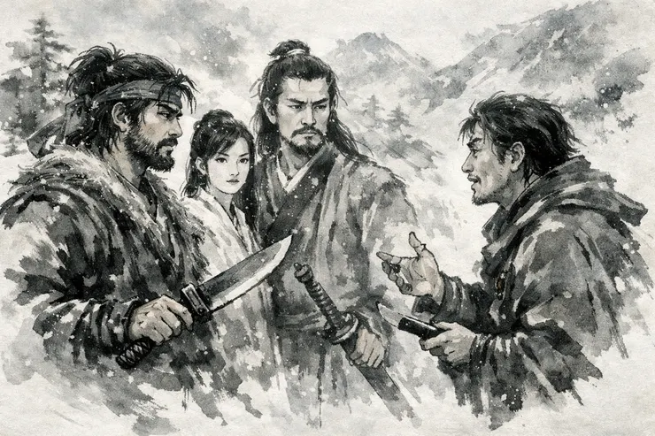 梁练伟玉笔峰胡斐苗人凤对峙