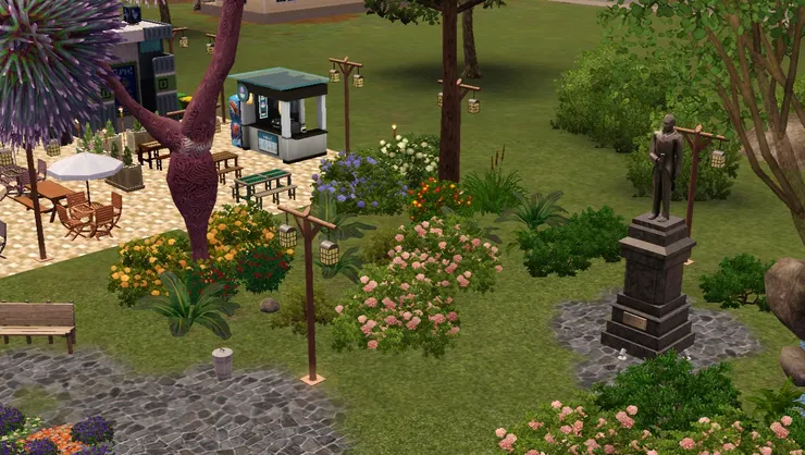 這個地方我種了很多不同的花，和一棵怪樹。