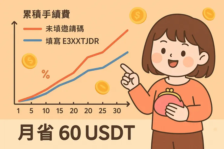 有填邀請碼真的差很多！我自己一個月就省下 60 USDT