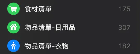 我的持有物清單。光是食材就有175件物品，還以為我是什麼愛偷吃東西的小老鼠⋯
