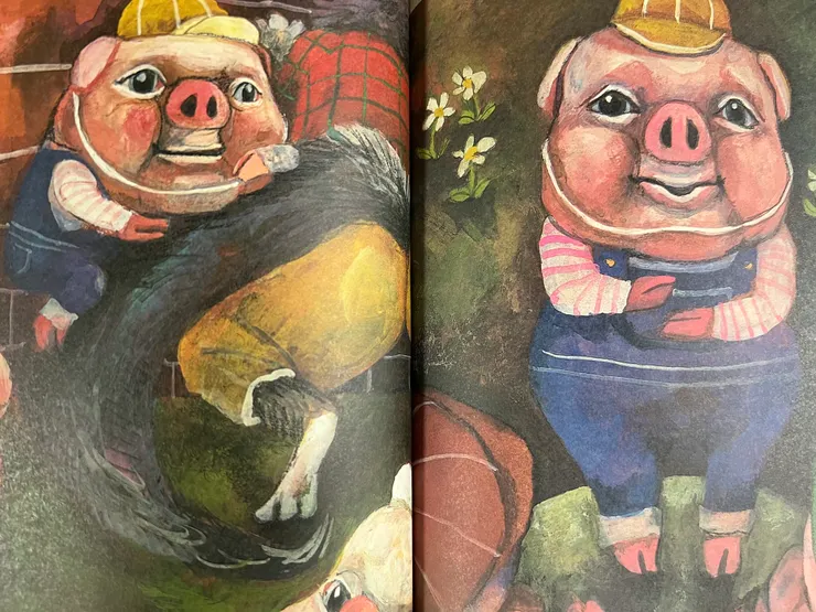 大野狼牙齒刺穿磚塊無法拿起來動彈不得