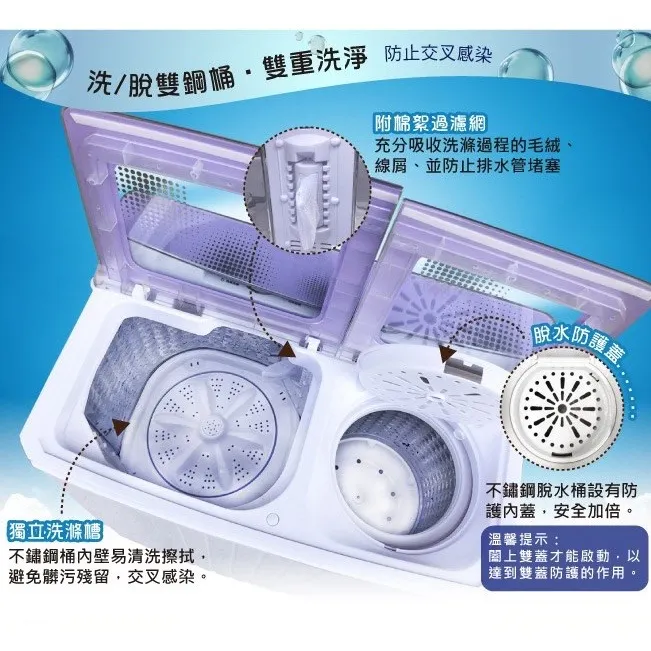 晶華5.8KG水晶紫雙槽洗衣機