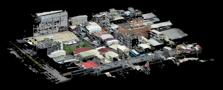 以數位測量技術掃描宜蘭東門夜市與周遭環境／圖片來源：筆者提供