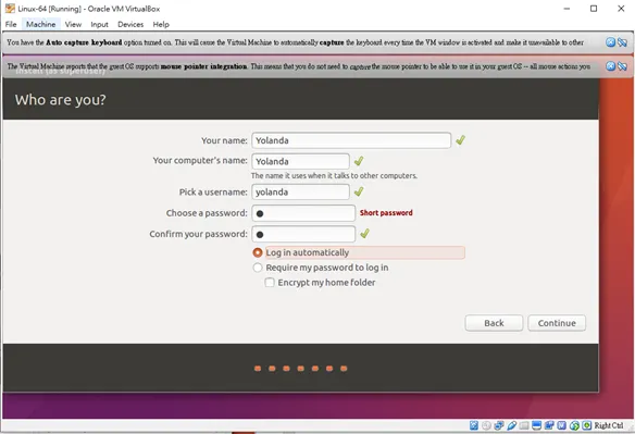 設定虛擬機登入帳戶
