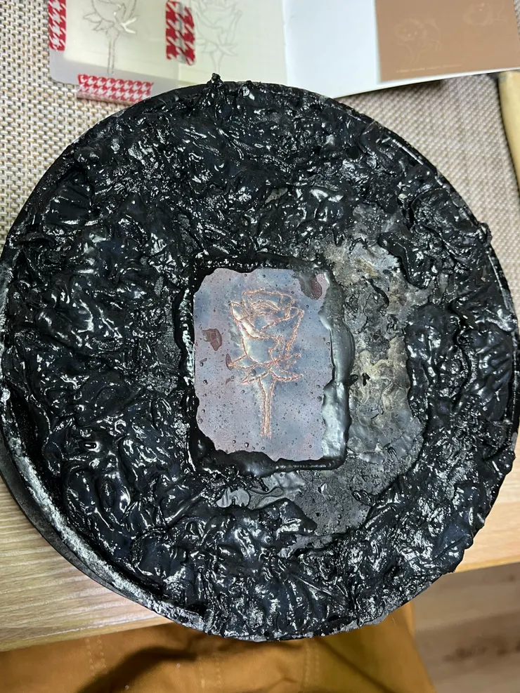 第一次上松膠台，敲線條