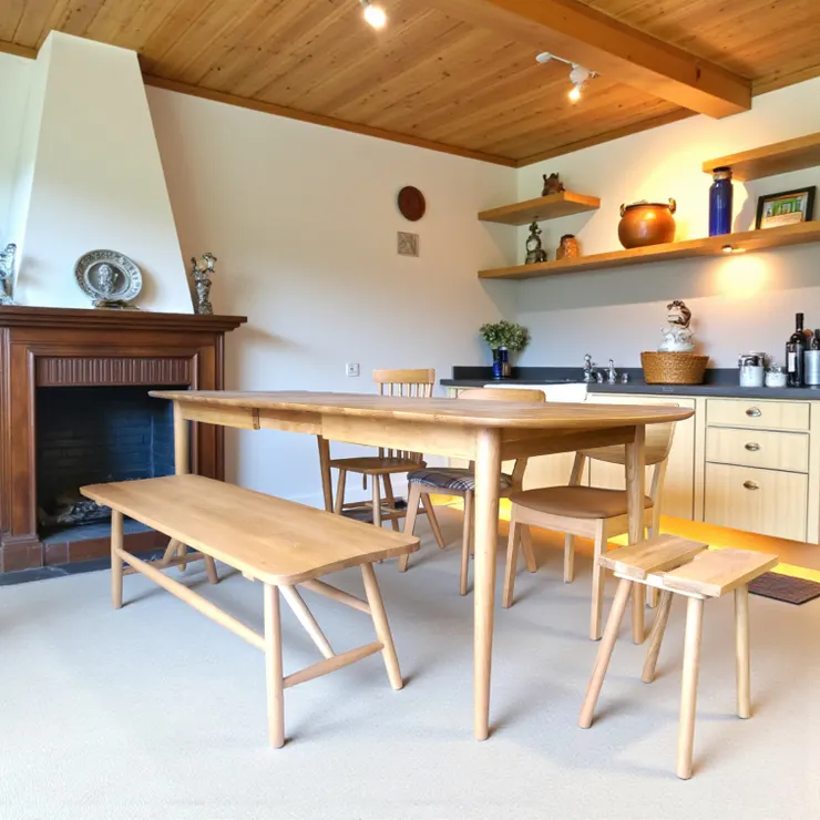 實木餐桌搭配托克白橡木長凳