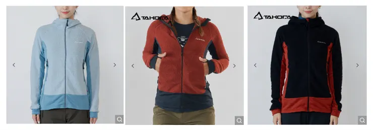 女款連帽外套雲藍、磚紅及黑色共三種顏色