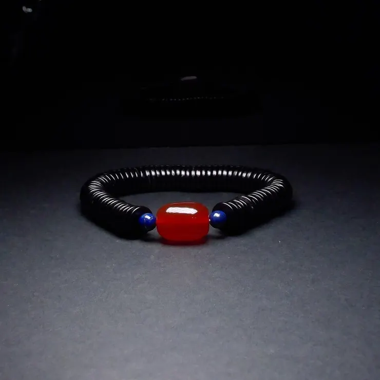 紅瑪瑙、青金石與椰殼  男士手鍊 