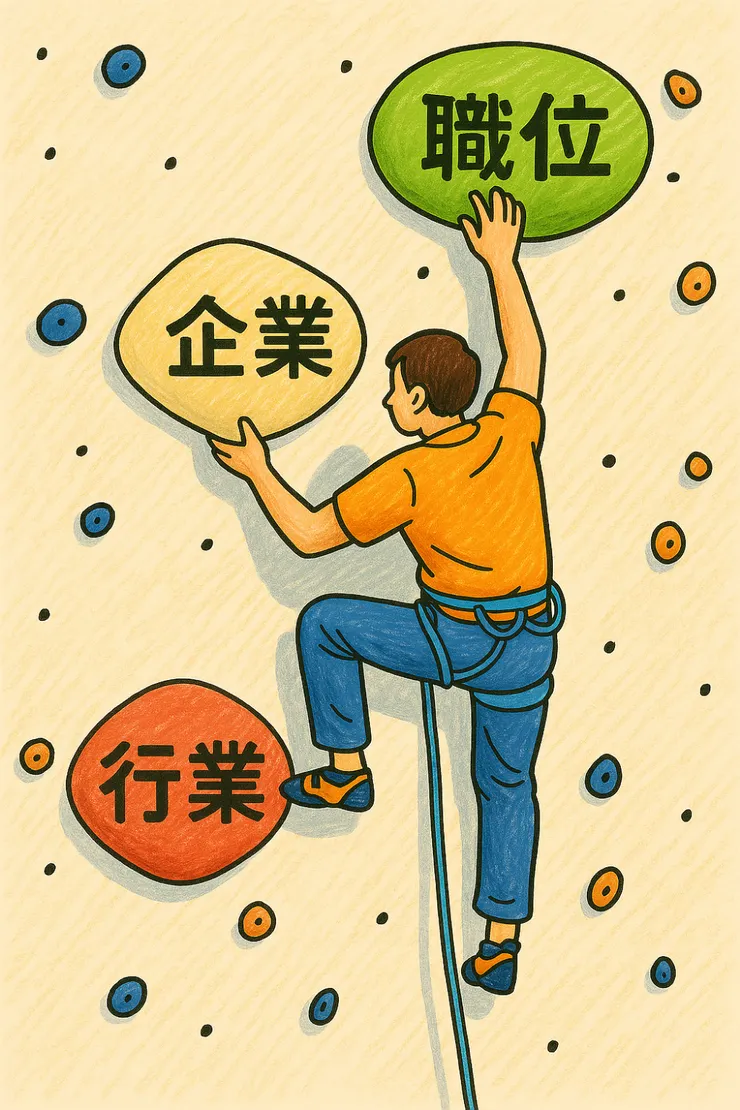 職涯發展是攀岩,而不是爬梯。(GPT繪製)