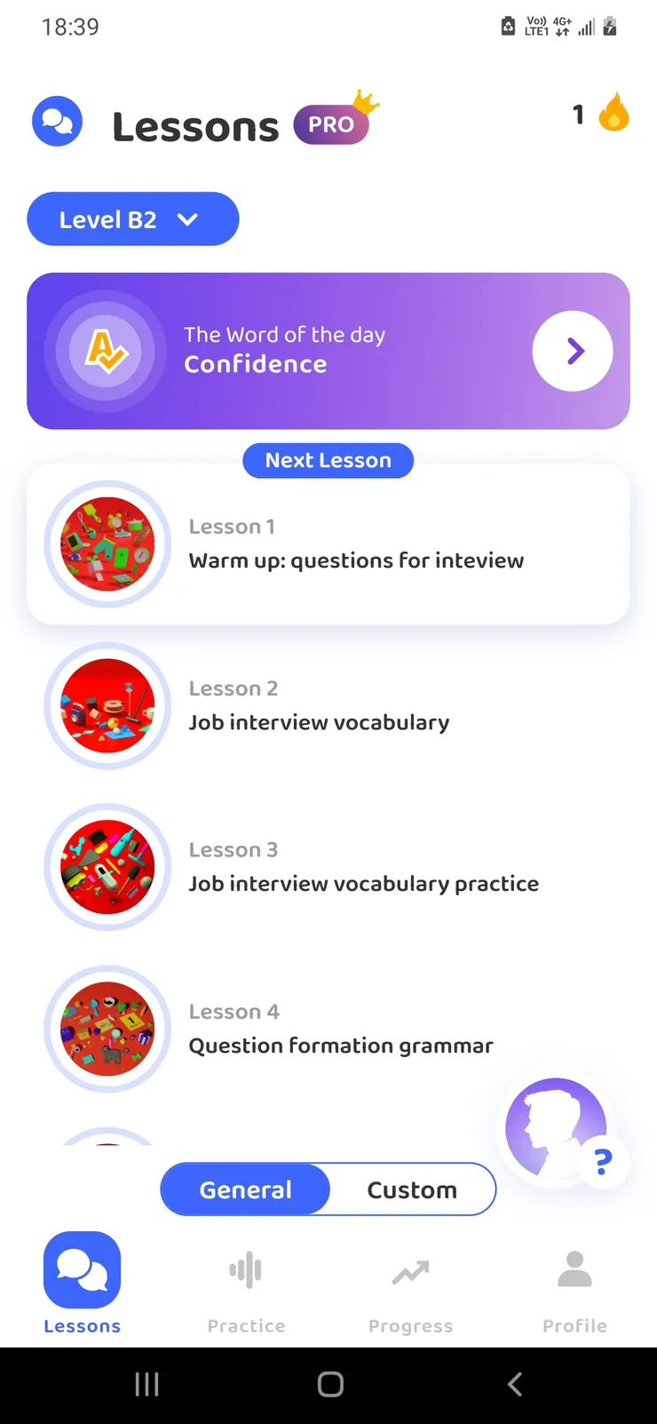 課程分為制式化的系列課程，較著重在傳統的文法、單字等練習，也可以選擇free talk或針對特定主題聊天練習。