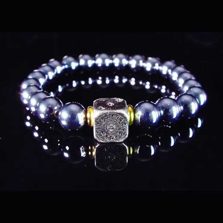 克羅芯S925銀搭配太赫玆能量石&nbsp;簡約尊榮 男士手鍊QBR-00044