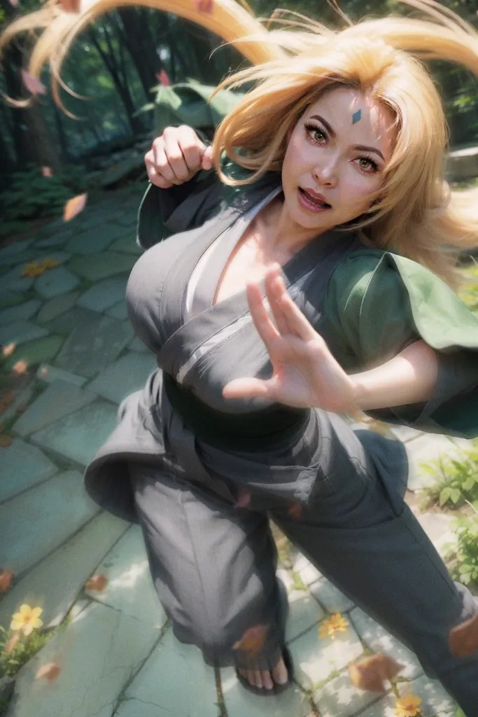 有網友以AI自製出綱手（陳美雅）面對大蛇丸誘惑，卻也不曾動搖背叛，沒有出賣木葉，是用心服務選區的真實寫照。(圖／翻攝自Mobile01)