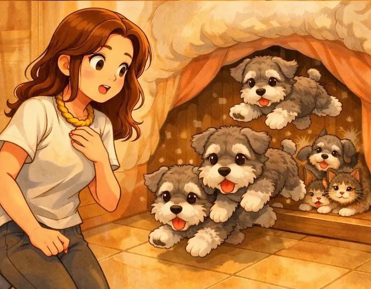 接著,一隻一隻的小雪納瑞跑了出來