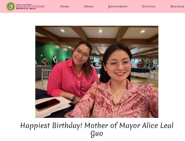 Bambam市政府網站發布的祝郭女士母親生日快樂的帖文,在參議院聽證會前一天被撤下,現在又恢復了。