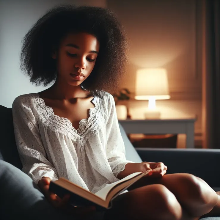 AI生圖-女孩燈下夜讀