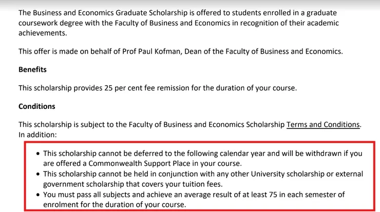 獎學金 offer 的 condition
