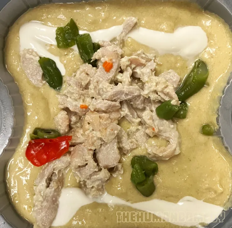 7-11綠咖哩改款｜泰式椰汁綠咖哩雞肉飯，新款未微波時